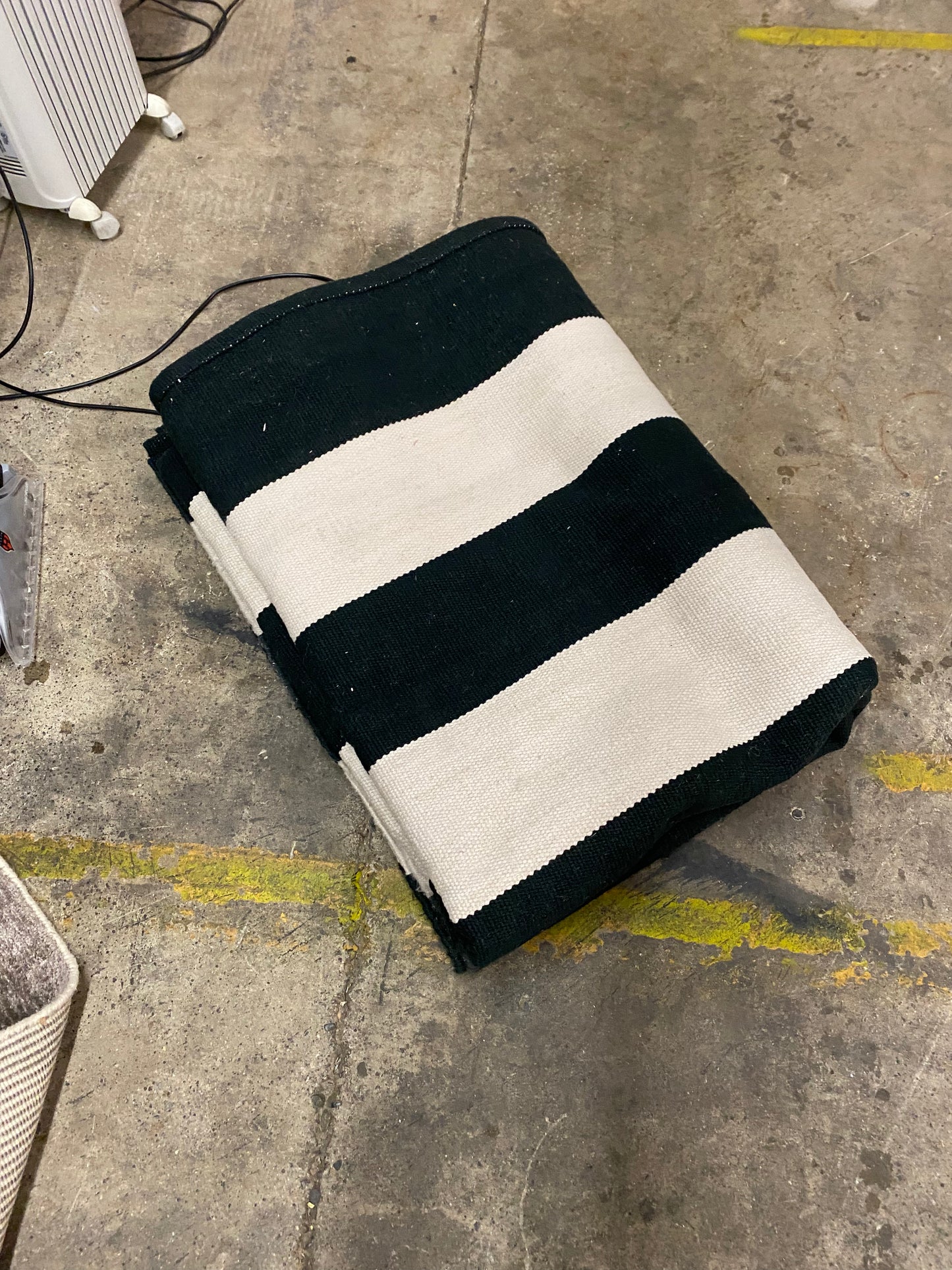 Large Black and White striped Area Rug 9x12