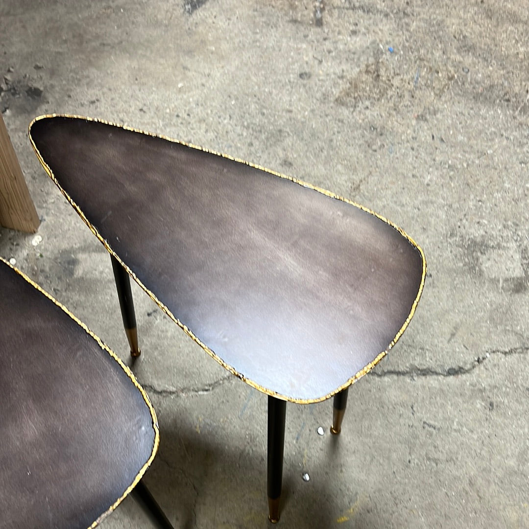 Black Leaf Side Table With Gold Trim Small