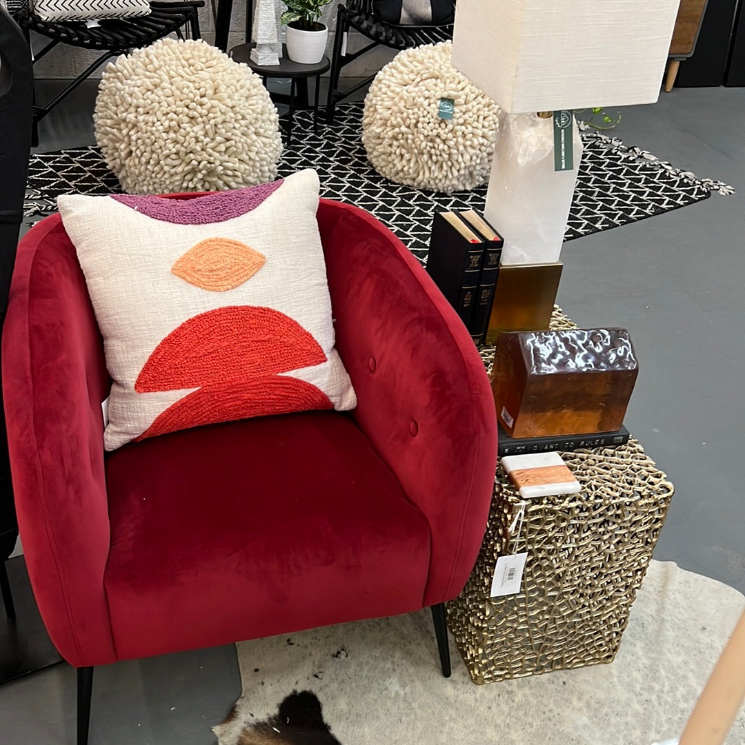 Red velvet occasional chair