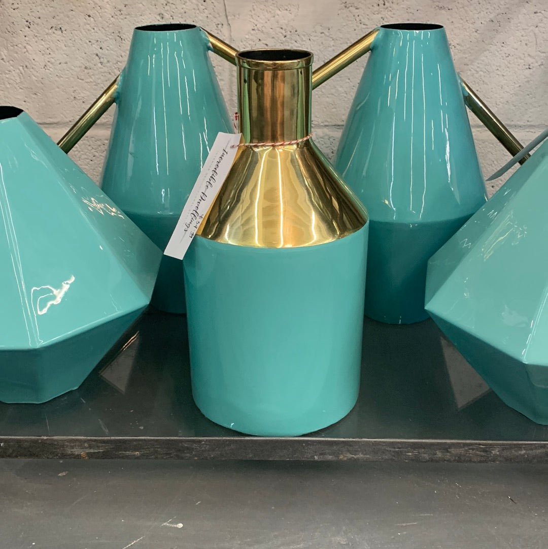 Turquoise vase with gold top
