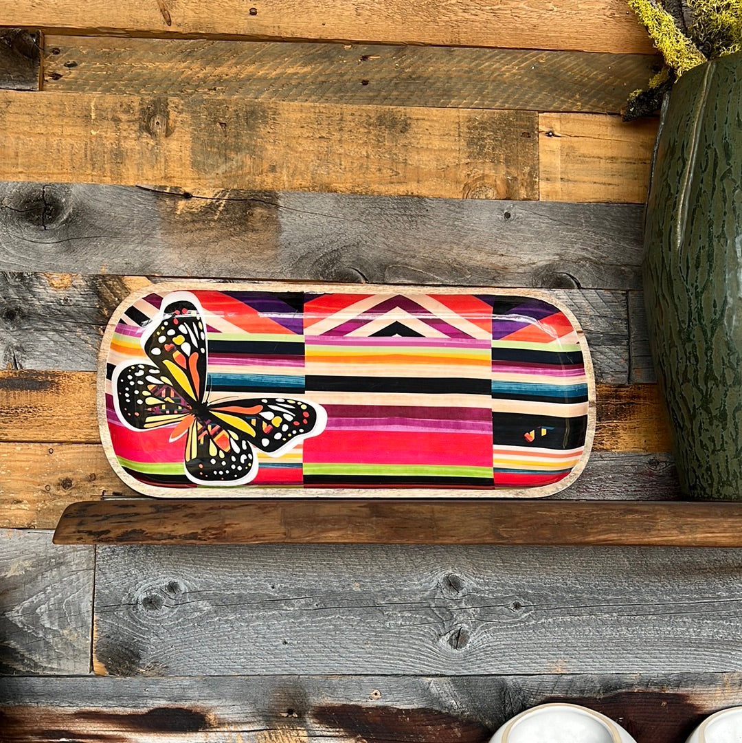 Hand painted wood tray