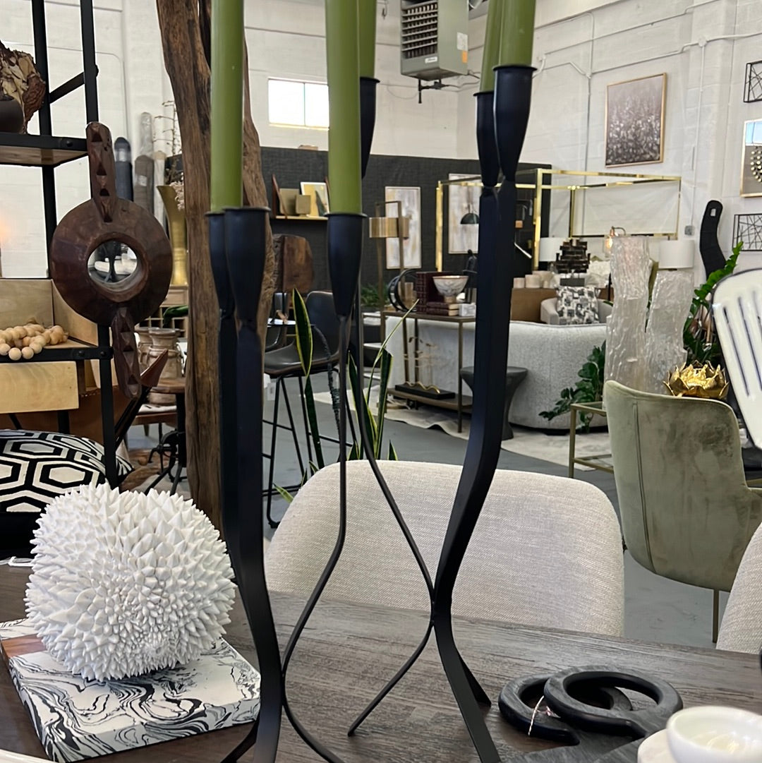 Black Wavy Candle Stick Set of 2