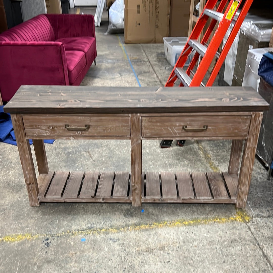 Brown wood console table