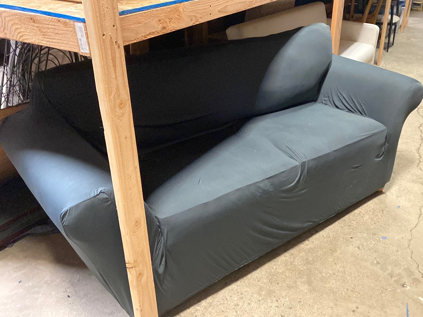 White Couch with gray Cover