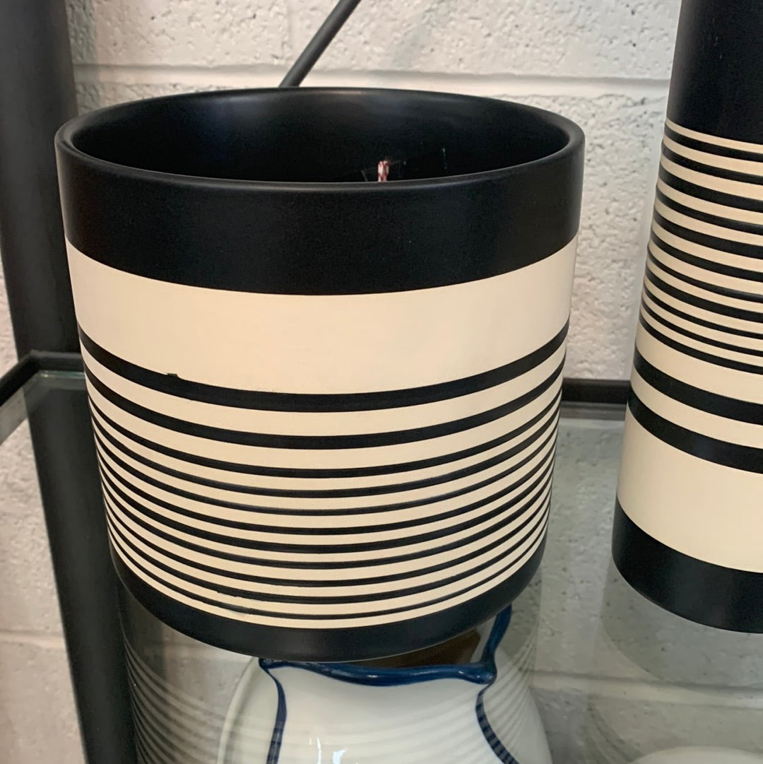 Black and white stripe planter