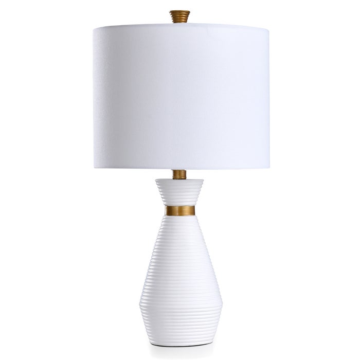Satin White & Antique Brass 25" Table Lamp