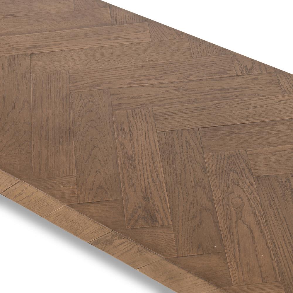 Ingmar Rustic Matte Brown Oak Wood Herringbone Patterned 2 Tier Console Table