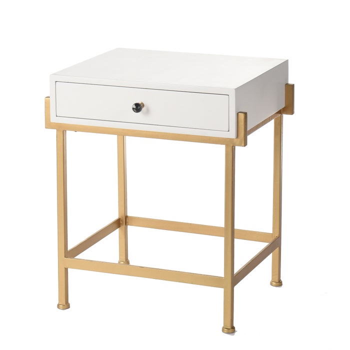 White & Antique Gold Nightstand