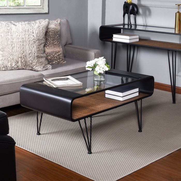 Black & Gold Tweed Rect Coffee Table