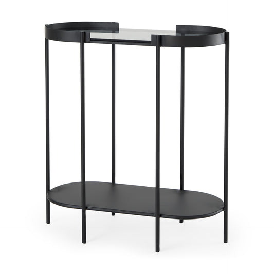 Booker Black Metal W/Tinted Glass Top Accent Table