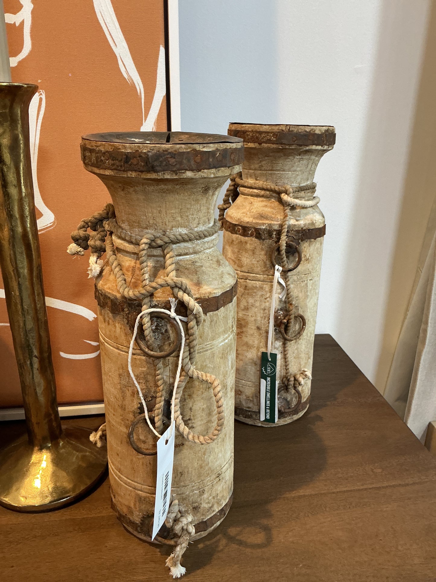 Rustic candle sticks set of 3