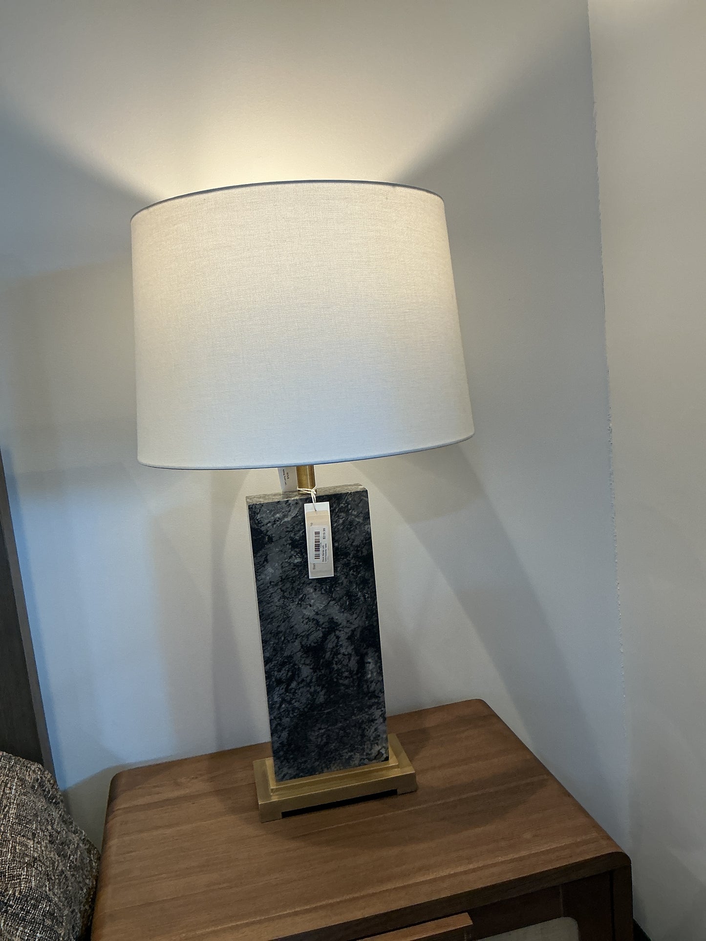 Black marble lamp with gold table