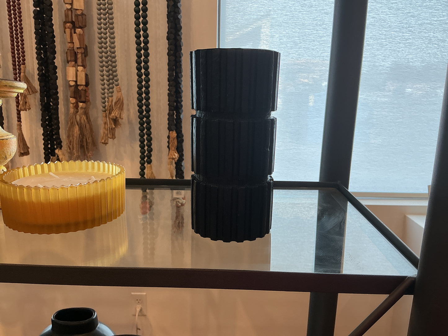 Black Wooden Candle Holder