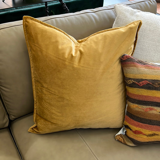 Yellow velvet throw