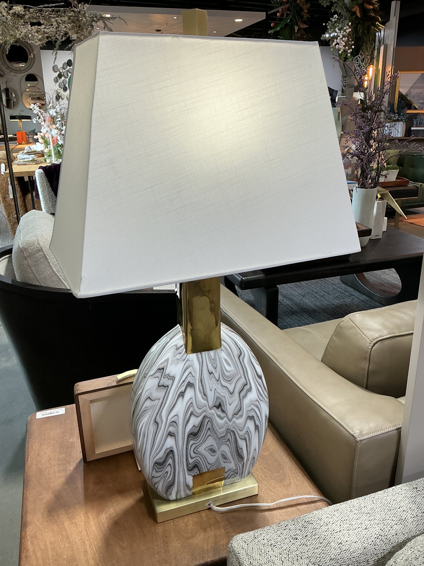 Faux Marble/gold ceramic table lamp