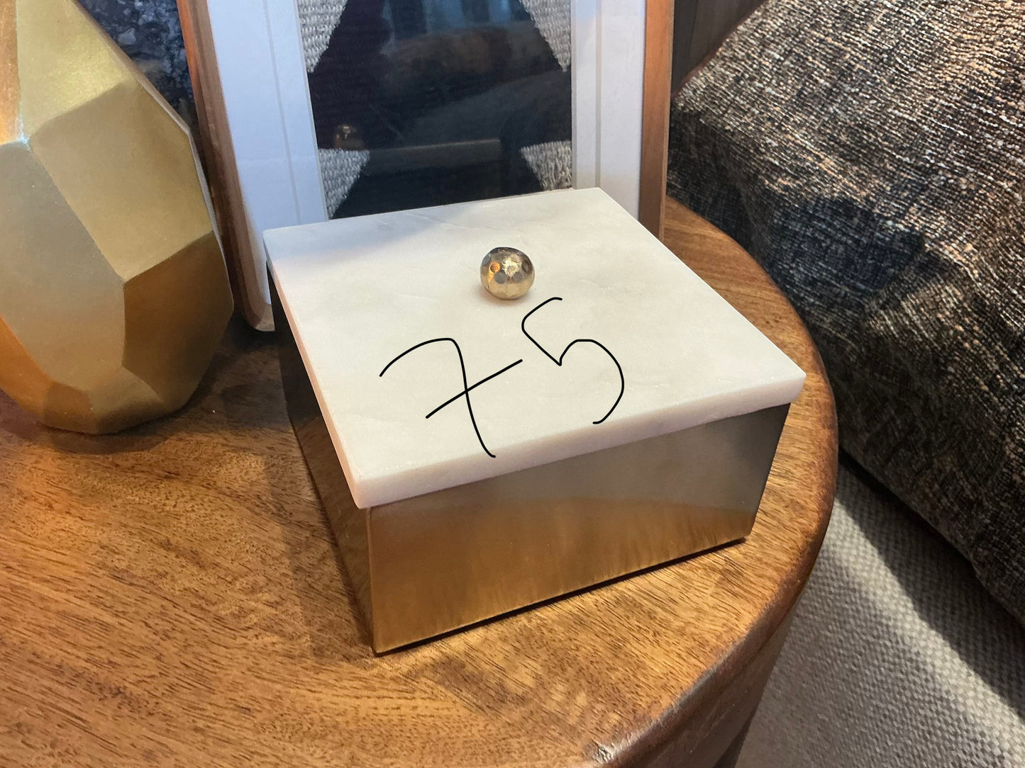 Copper container with marble lid