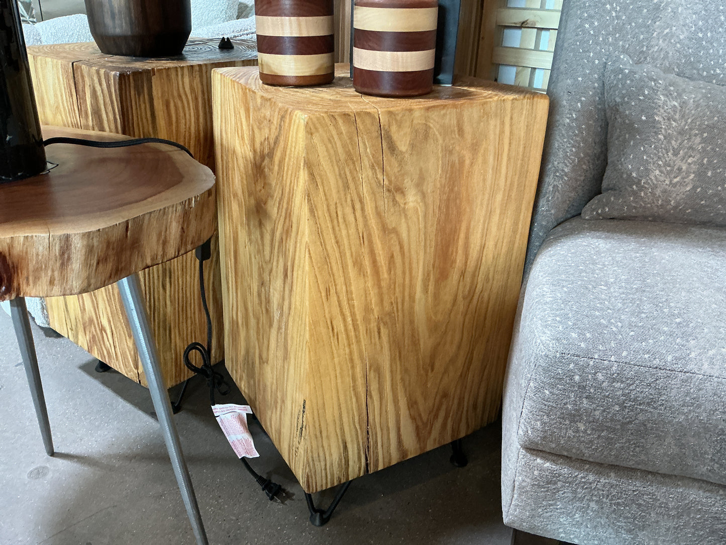Solid Wood Block Side Table