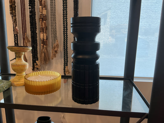 Black Wooden Candle Holder