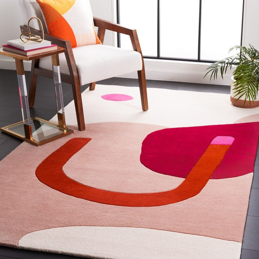 5' x 8'  Handmade Mid-Century Modern Abstract Wool Rug