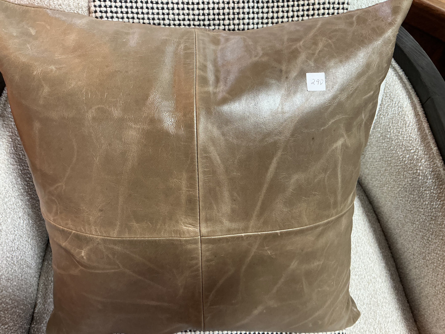 Square leather pillow cover