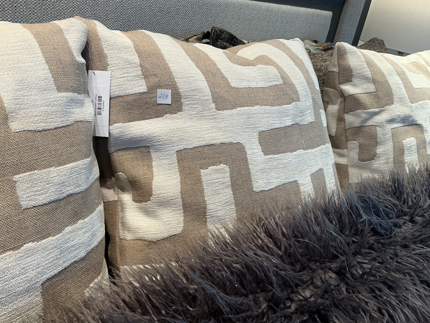 Graphic cream and brown pillow cover