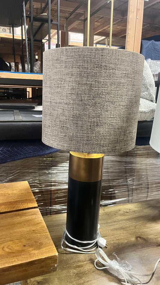Black and Gold Lamp with Grey Shade