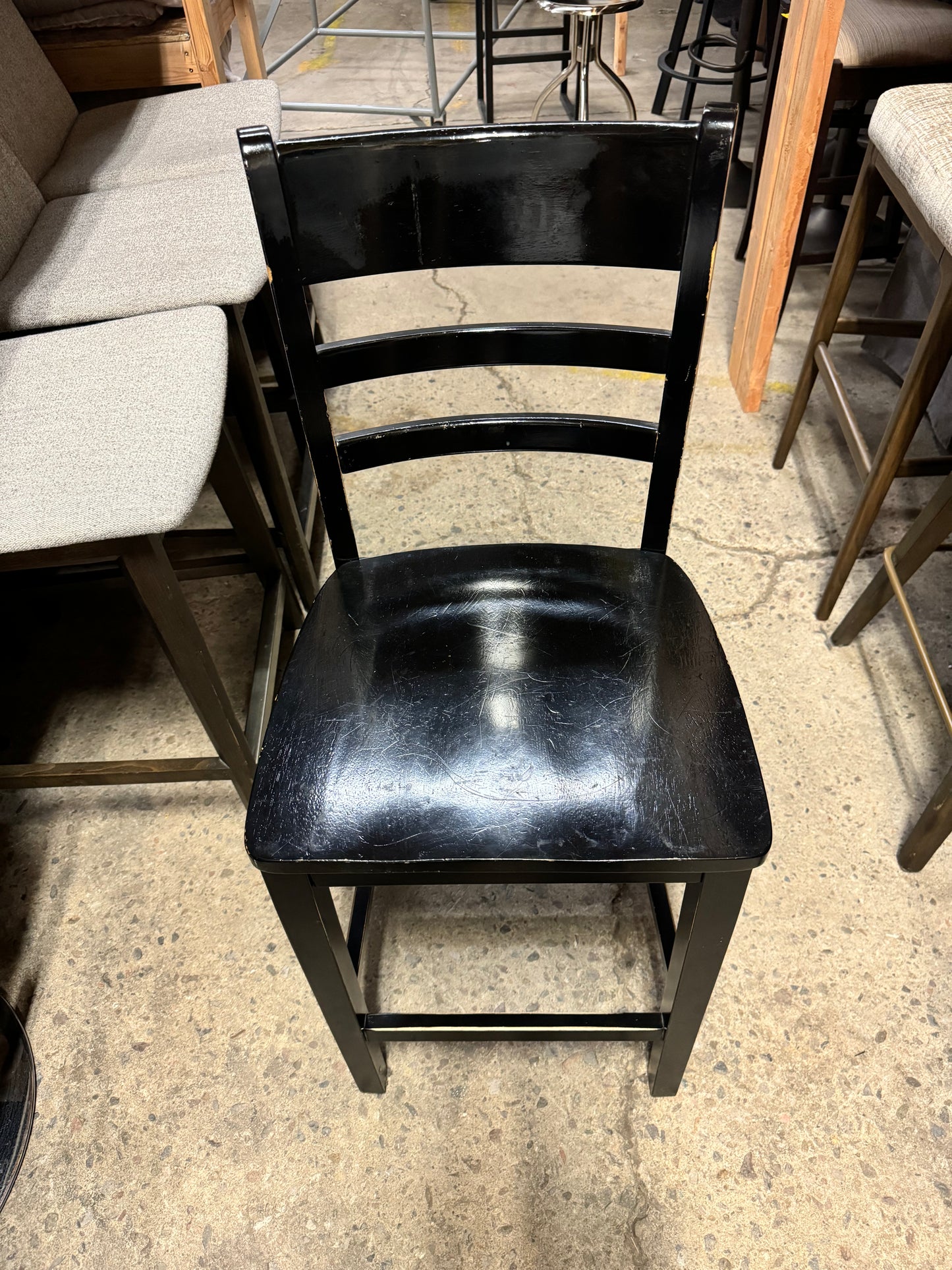 All Black Wood Bar Stool