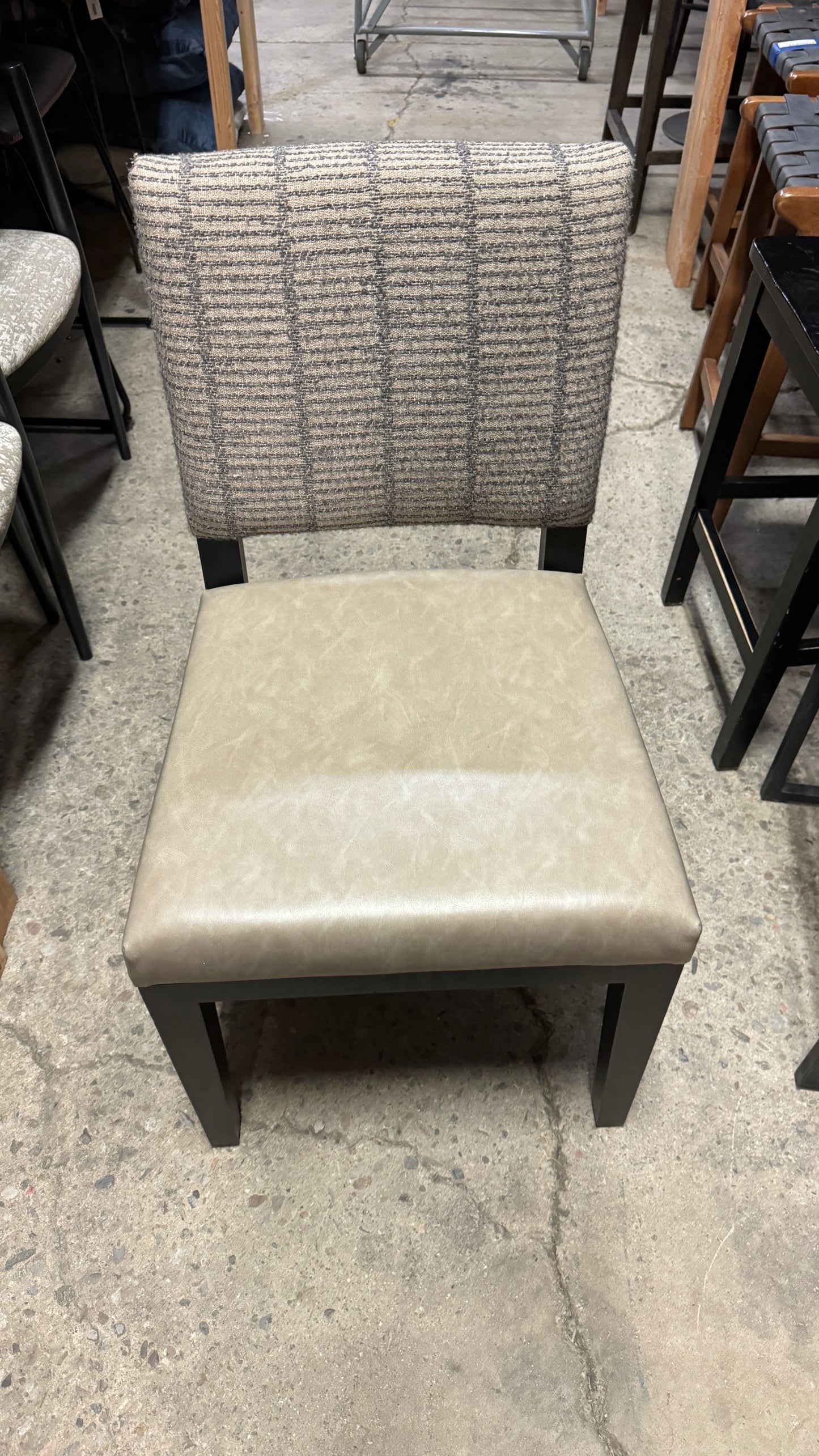 Blue and Grey Pattern Leather Dining Chair