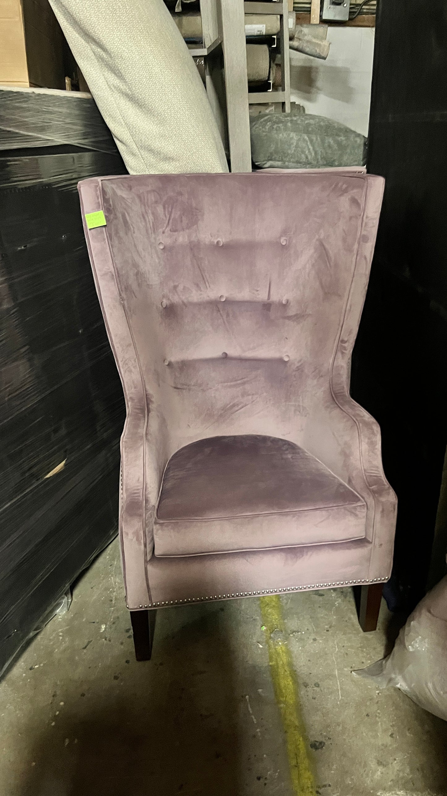 High Winged Back Purple Chair