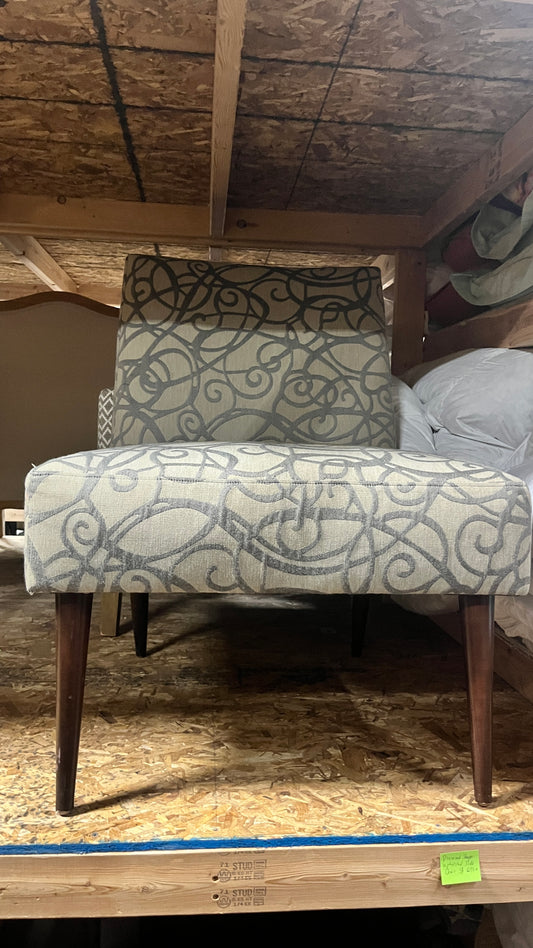 Cursive Pattern Grey Side Chair