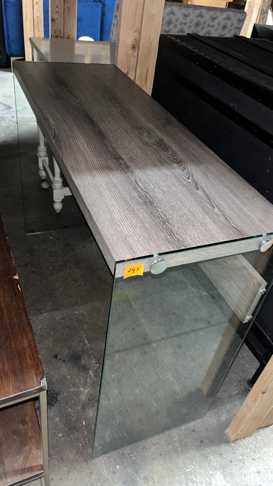 Wood Top Glass Console Table