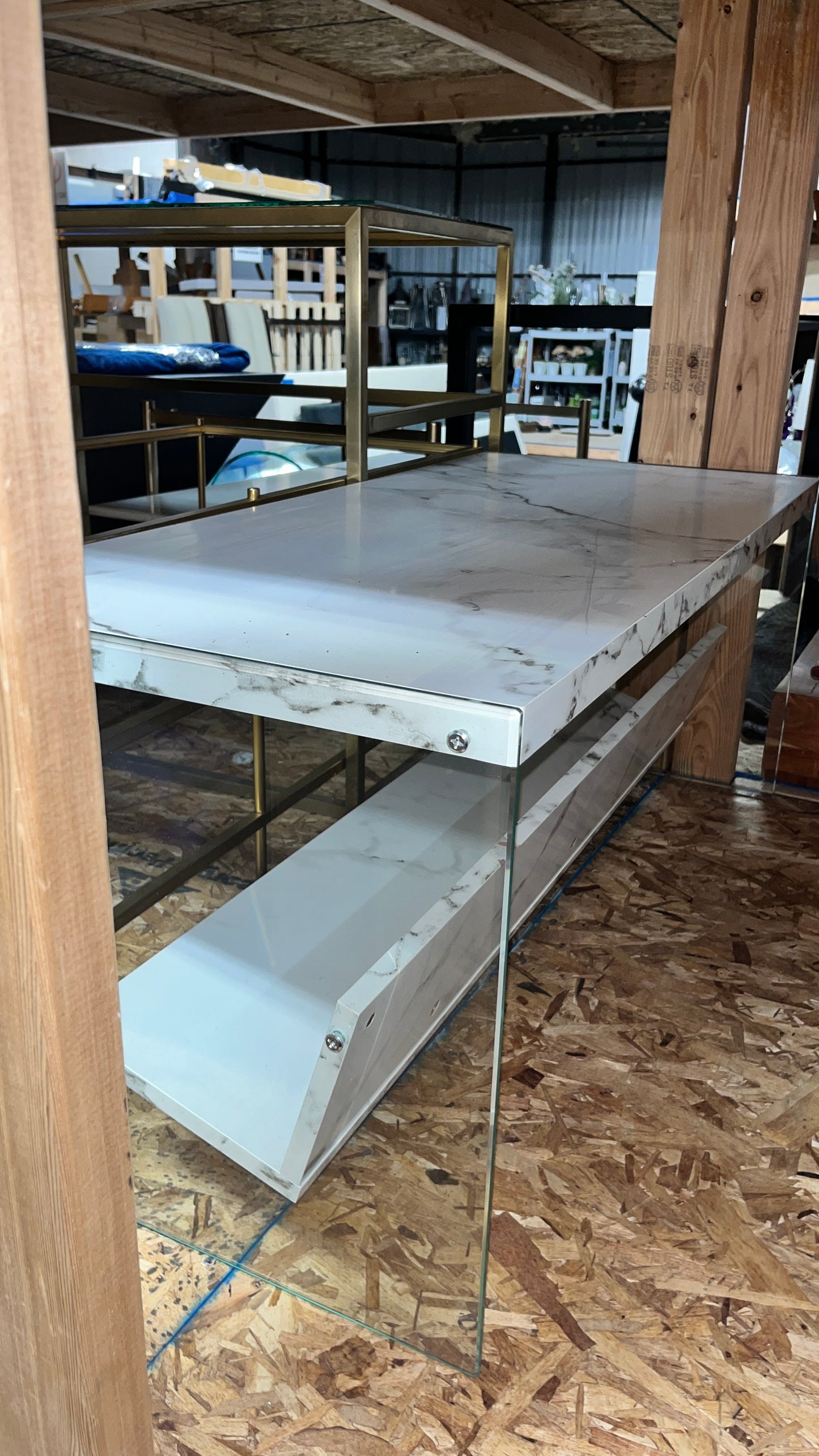 Soho Glass Console Table with Shelf