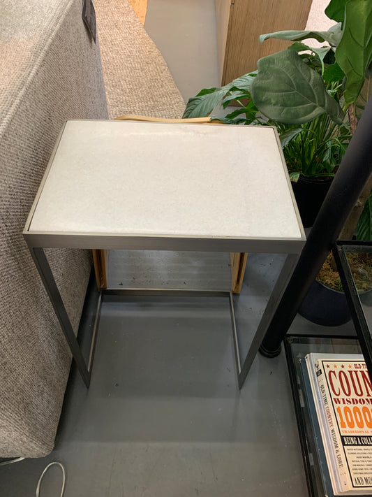 White Marble Top End Table