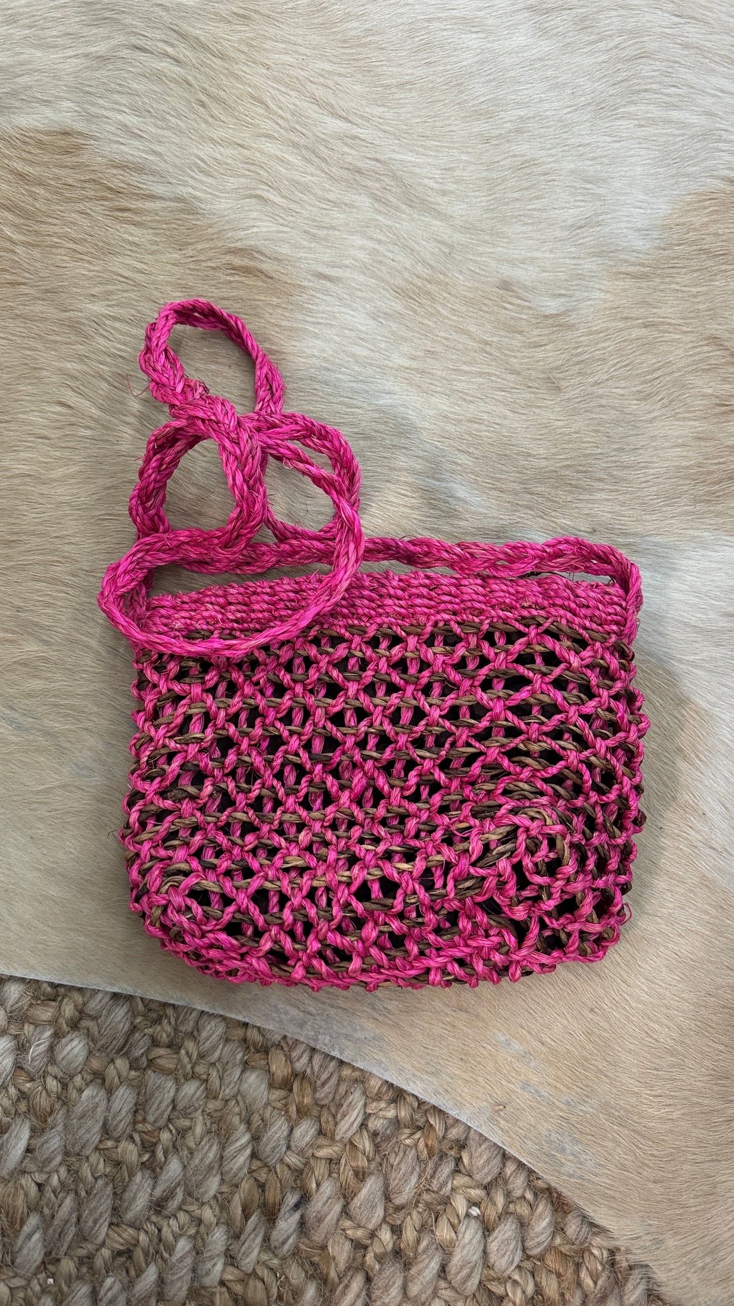 Pink Rattan Bag