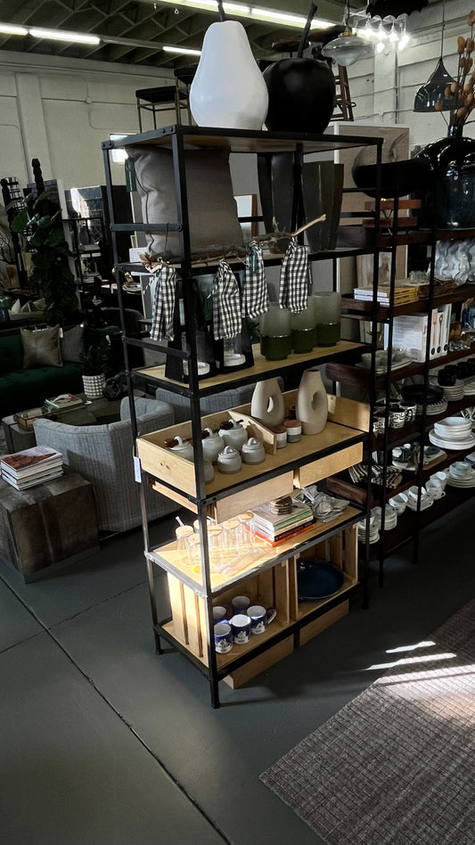 6 Story Wooden and Metal Shelf 39L x 18W x 87H