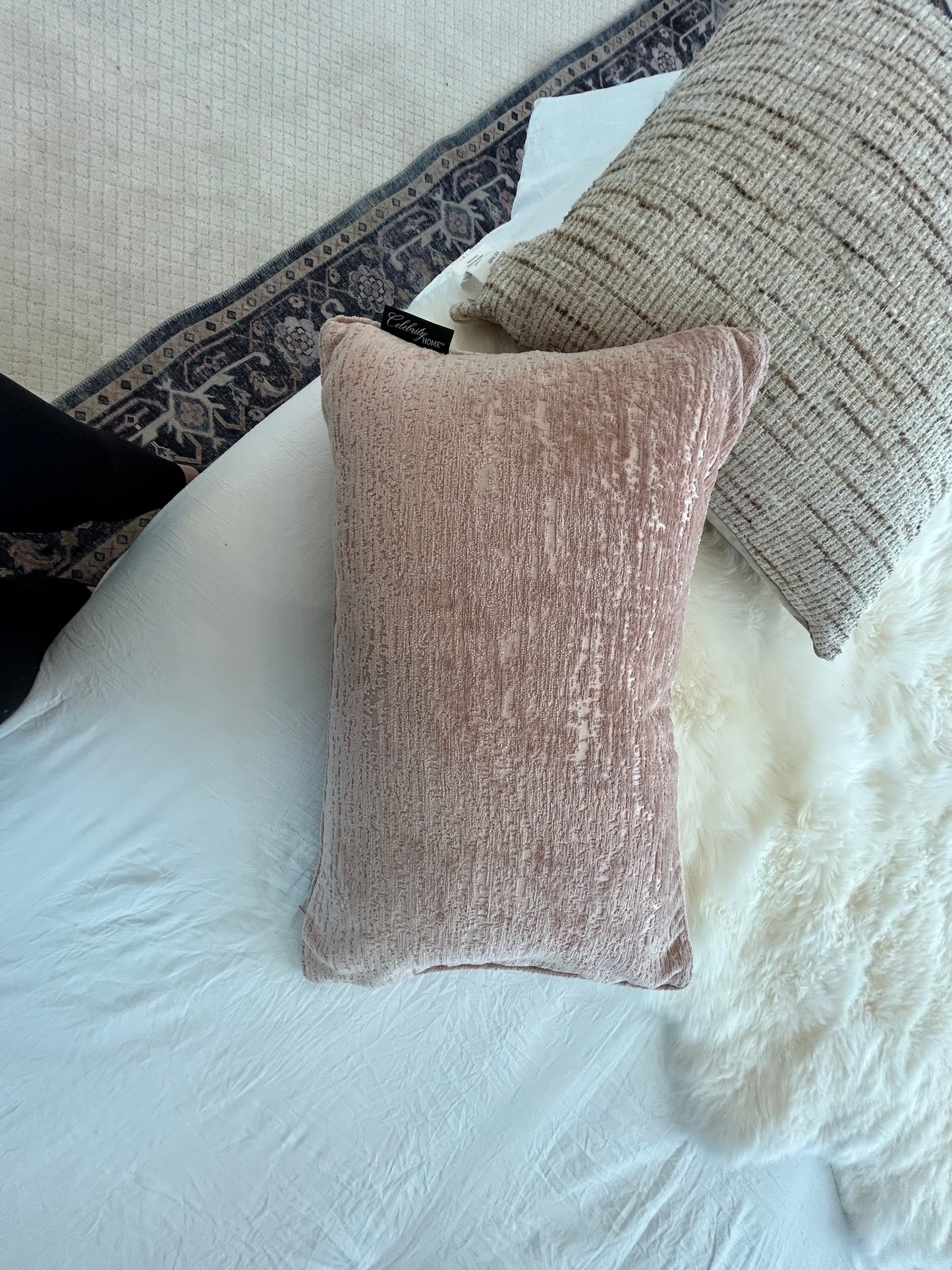 Blush Velvet Lumbar Pillow (Lux)