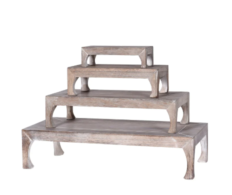 DANN FOLEY LIFESTYLE | Set of 4 Wooden Tabletop Nesting Tables | Natural Antique Finish