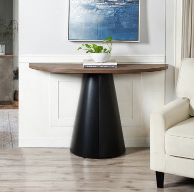 Dann Foley Lifestyle Natural Mahogany Demi Lune Console Table