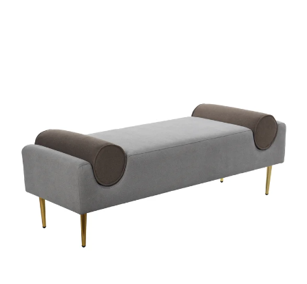 DANN FOLEY LIFESTYLE | UPHOLSTERED BENCH IN DOVE GRAY FAUX MOHAIR