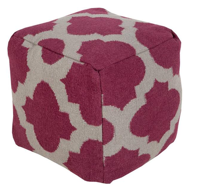Reddish Pink Patterned Poufs