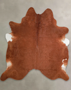 Natural Brazilian Cowhide 7'8 x 8'1 Mocha, Ivory 8' x 8'