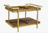 Gold and Wood Coffee Table