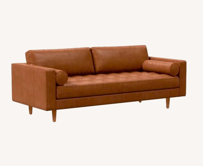 Tufted Brown Leather Sofa