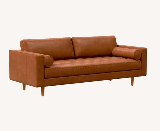 Tufted Brown Leather Sofa