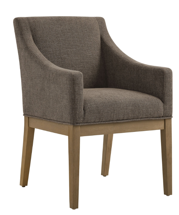 Fabric Upholstered Dining Armchair in Mocha Natural
