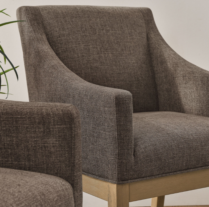 Fabric Upholstered Dining Armchair in Mocha Natural