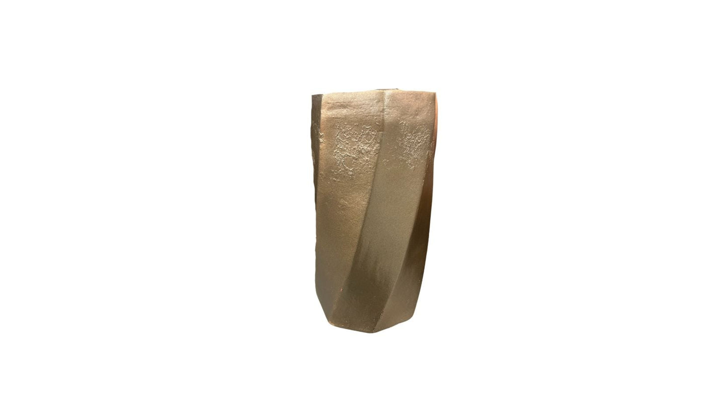 Gold Textured Curve Lined Candle Holder (Large)