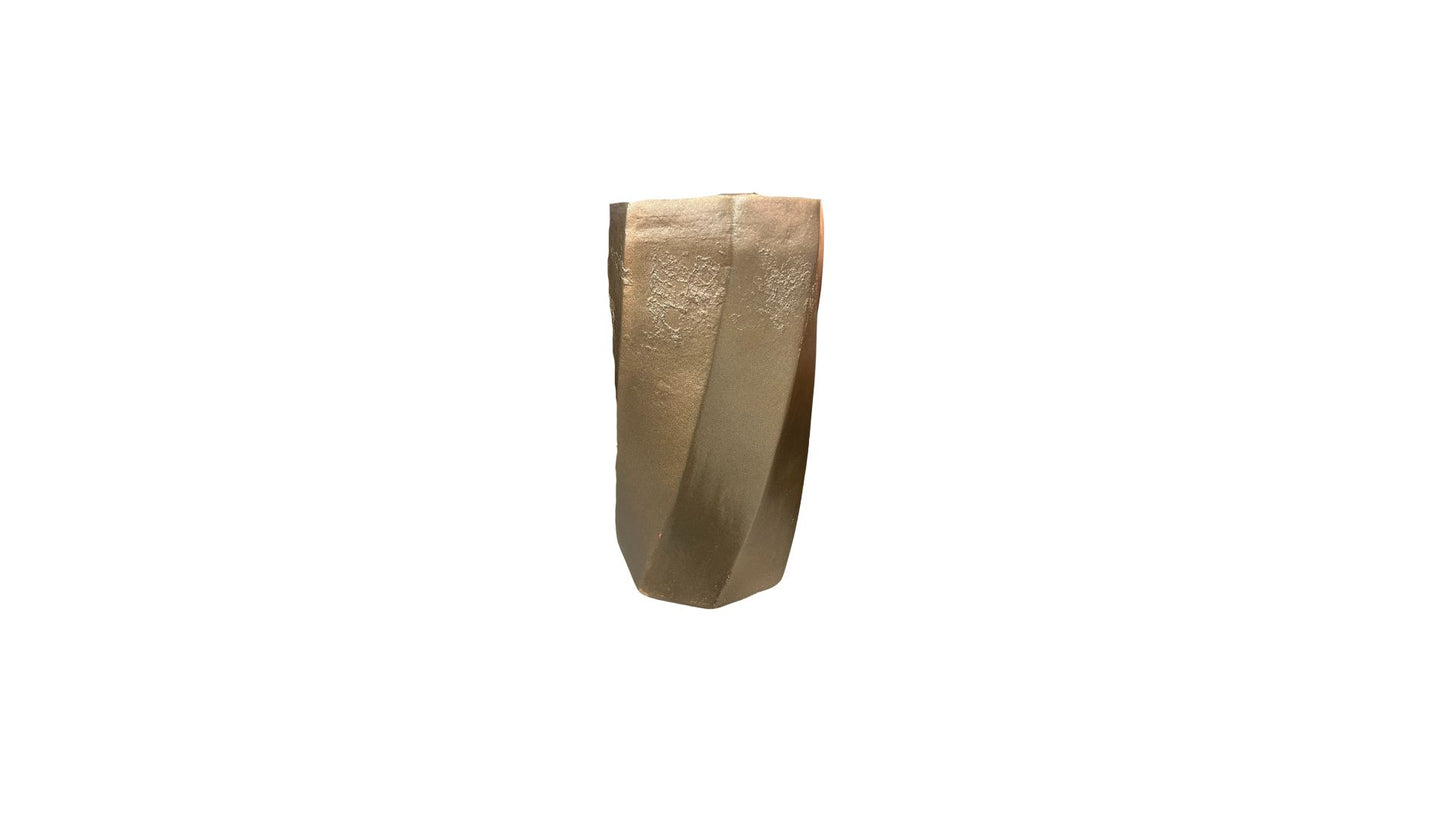 Gold Textured Curve Lined Candle Holder (Small)