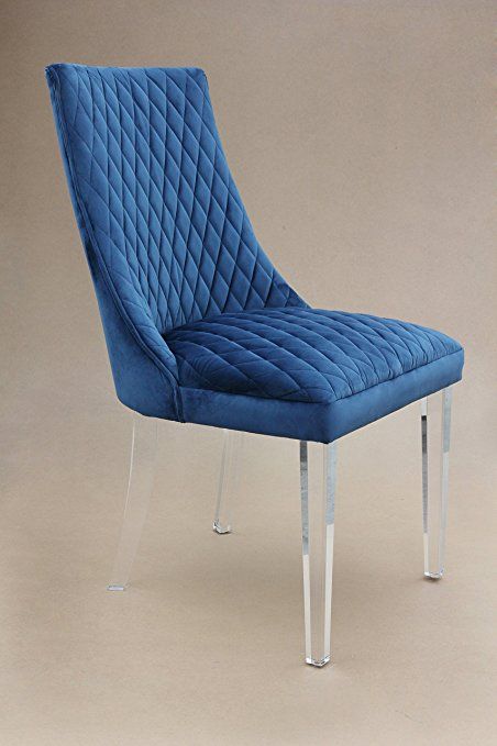 Blue Velvet Patterned Dining chair