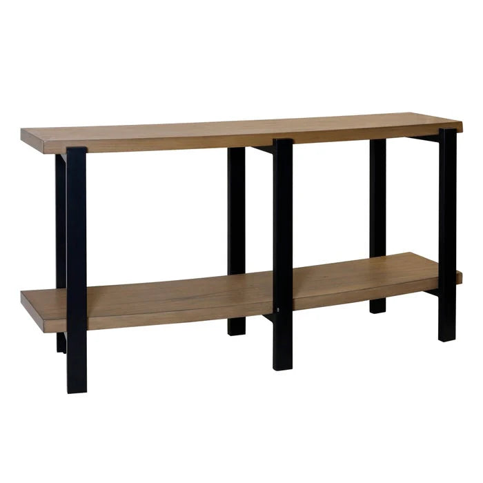 Natural & Ebony Curved Console Table